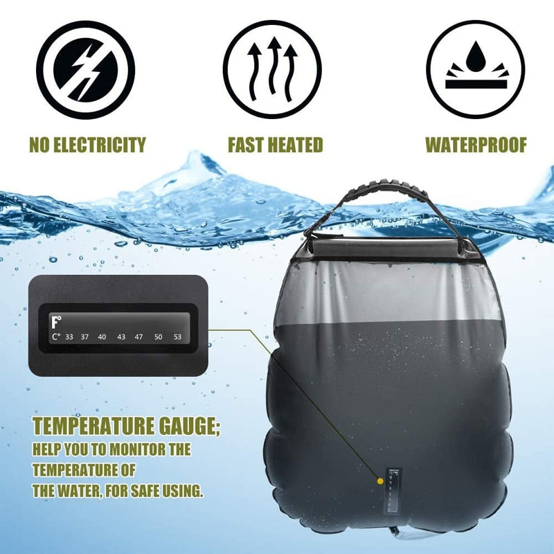 Adventure Hydration Shower Bag - 20L with Hose and Switchable Shower Head