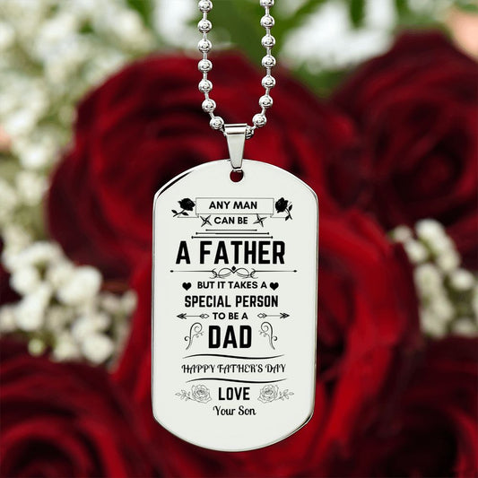 Special Person - Engraved Dog Tag Necklace - Happy Father's Day From Son