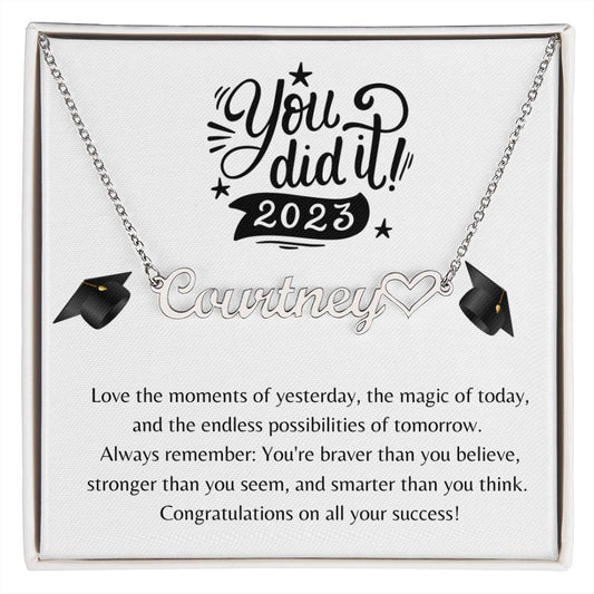 You Did It! Class of 2023 Personalized Name Necklace