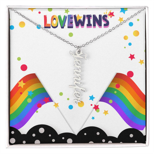 Love Wins - Personalized Vertical Necklace