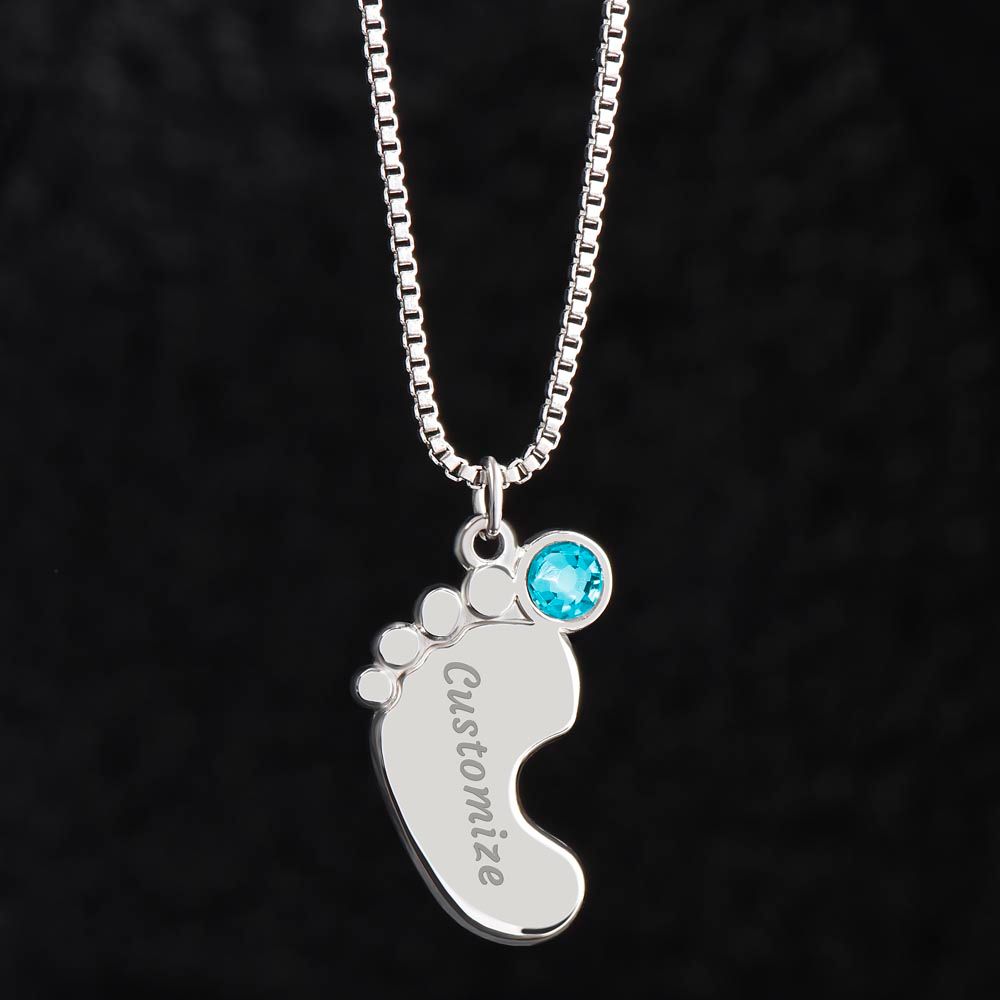 Happy Mother's Day - Forever Grateful - Engraved Baby Feet with Birthstones