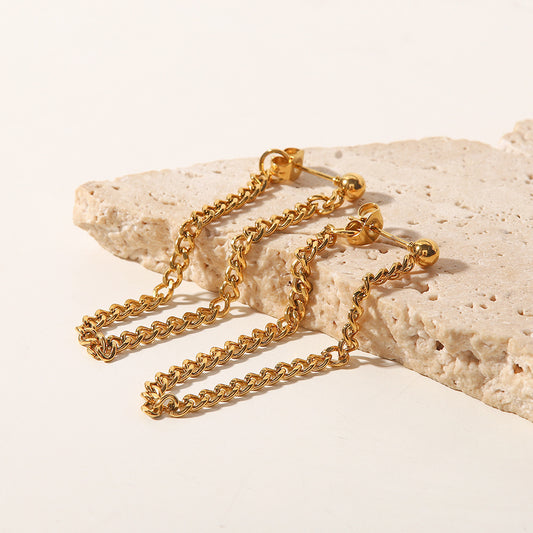 Cuban 18k Gold Plated Chain Earrings