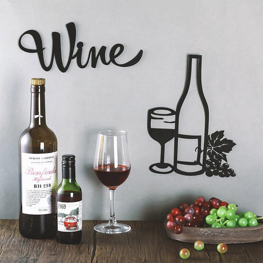 Wine Bottle Metal Wall Art Sign