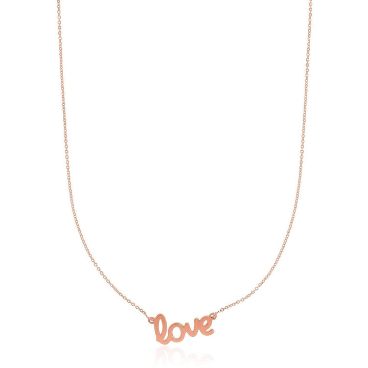 14k Rose Gold Script Love Necklace - 18 Inches