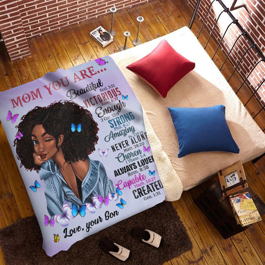 Mom, You Are Beautiful - Cozy Plush Fleece Blanket - 50x60