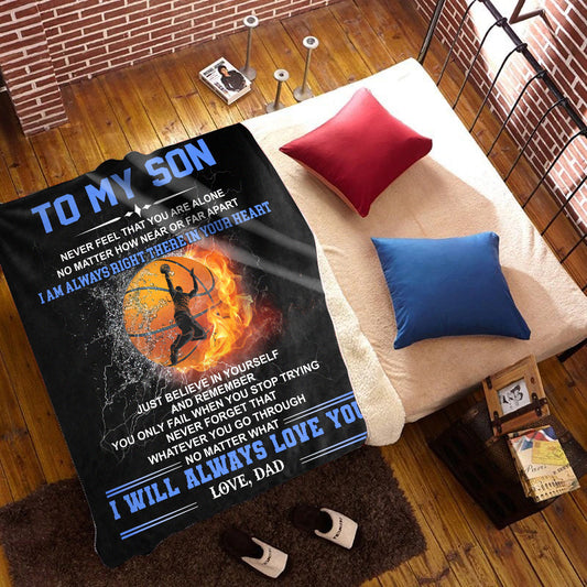 To My Son - Basketball - Cozy Plush Fleece Blanket - 50x60