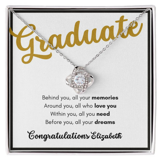 Graduate Love Knot Necklace - Add a Custom Name!