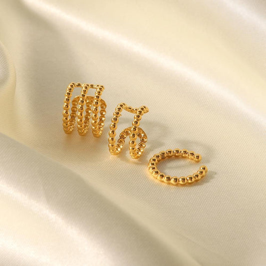 18k Gold Plated Pea Pearls -  Delicate Ear Cuffs