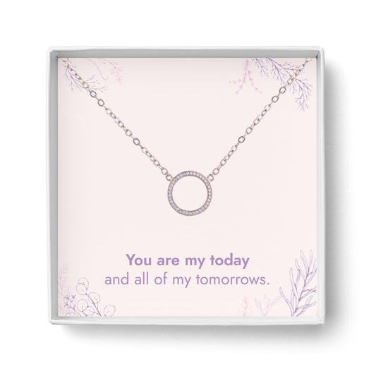 You Are My Today - Round Pendant Pave Necklace